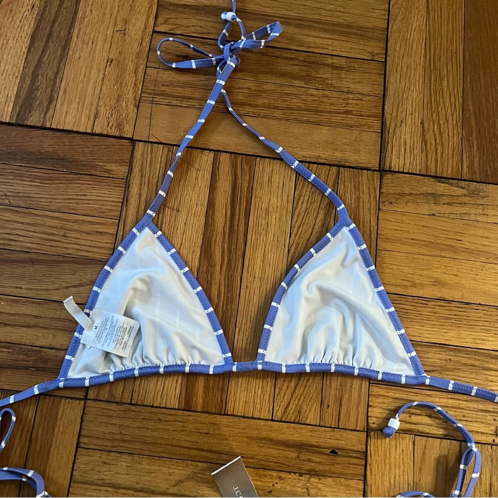 J.Crew Bikini Set -  Light Blue and White Striped String - Top M Bottom L - Picture 9 of 13